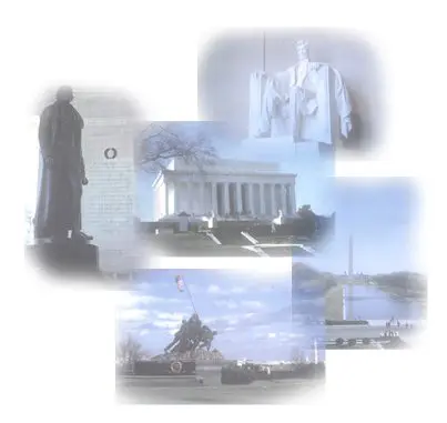 A collage of different pictures with the lincoln memorial.